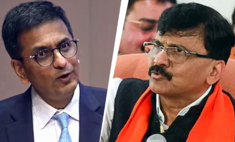 Former Chief Justice DY Chandrachud and Shiv Sena (UBT) leader Sanjay Raut.