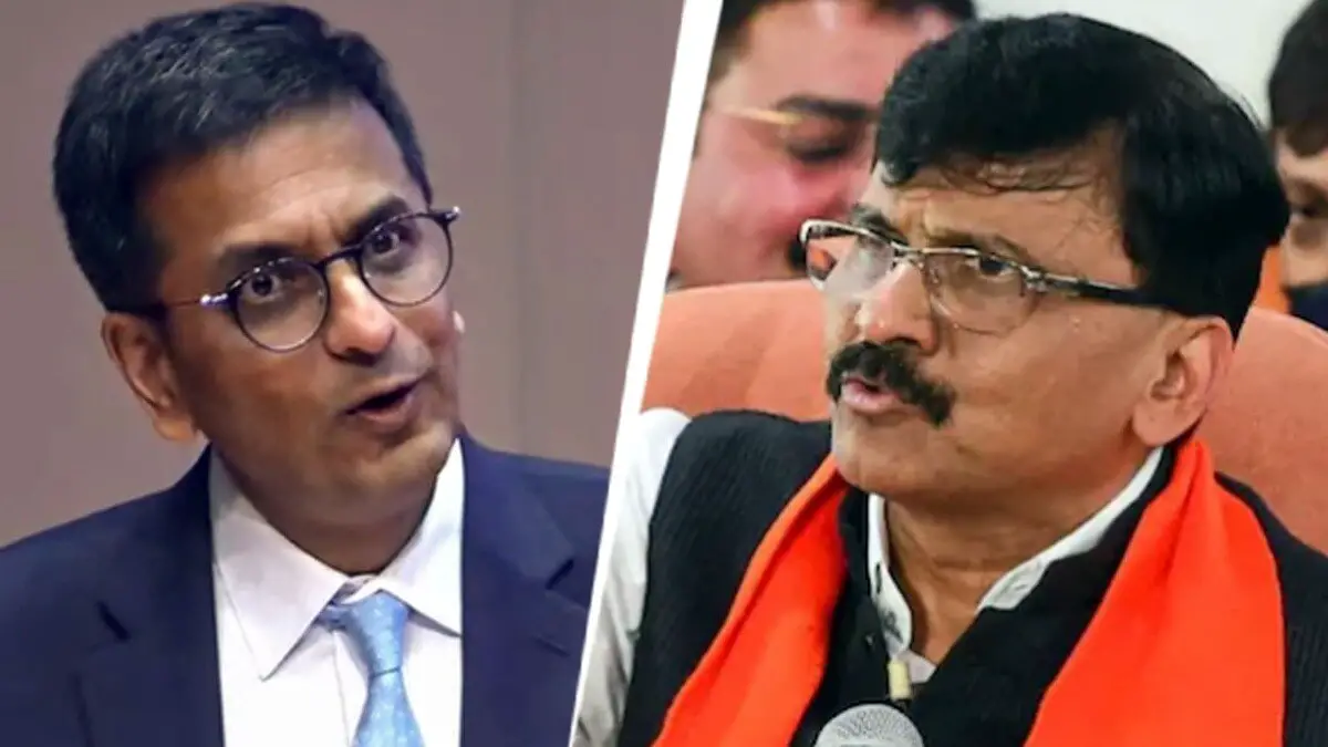 Former Chief Justice DY Chandrachud and Shiv Sena (UBT) leader Sanjay Raut.