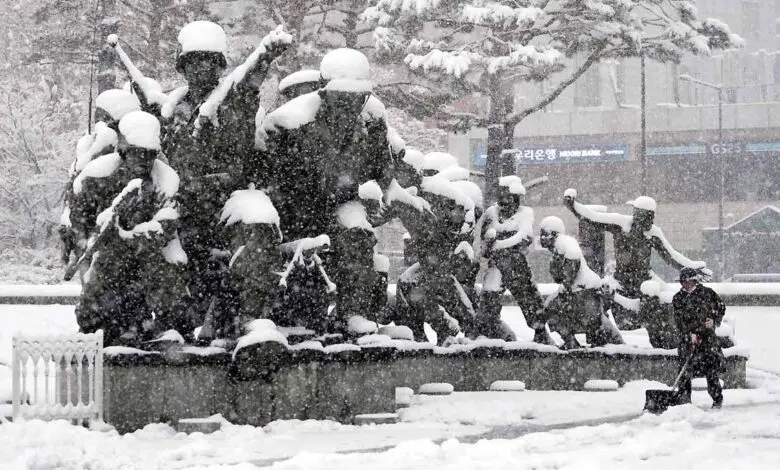 Situation worsened due to snowfall in South Korea for two consecutive days... 142 flights cancelled, five dead