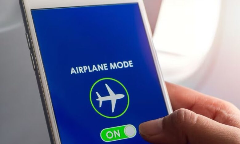 Why is the mobile phone kept in flight mode in the plane?