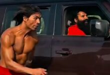 'Tarzan Boy' races with Baba Ramdev's car