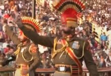 Beating retreat ceremony at Attari-Wagah border in Punjab