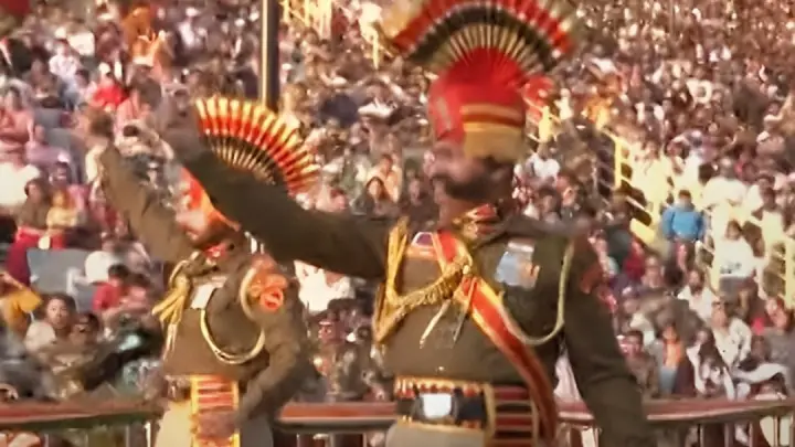 Beating retreat ceremony at Attari-Wagah border in Punjab