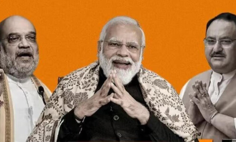 अमित शाह, पीएम मोदी और जेपी नड्डा