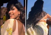 Janhvi Kapoor Dons Soft-Hued Saree With Backless Blouse as She Resumes Param Sundari Shoot in Kerala: Bollywood News