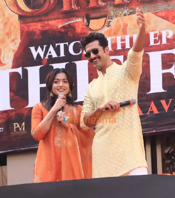 Photos: Vicky Kaushal and Rashmika Mandanna snapped promoting Chhaava outside Chitra Cinemas, Dadar