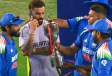 Virat Kohli on Phone Call during India's Trophy Celebration, Viral Video Breaks Internet