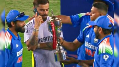 Virat Kohli on Phone Call during India's Trophy Celebration, Viral Video Breaks Internet