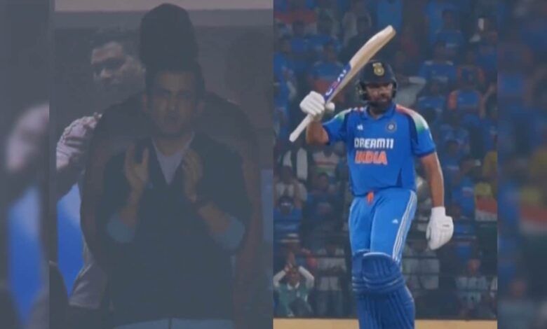 India Head Coach Gautam Gambhir's Standing Ovation as Captain Rohit Sharma Slams 32nd Odi century. Watch