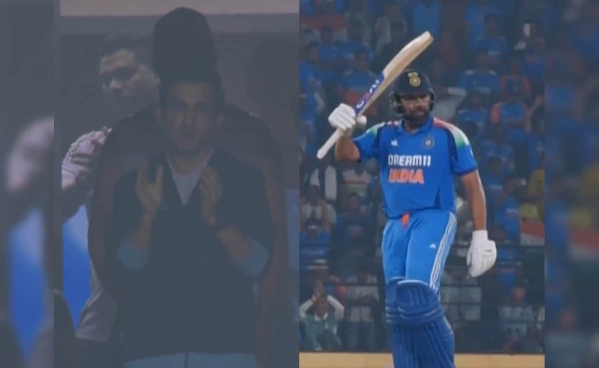 India Head Coach Gautam Gambhir's Standing Ovation as Captain Rohit Sharma Slams 32nd Odi century. Watch